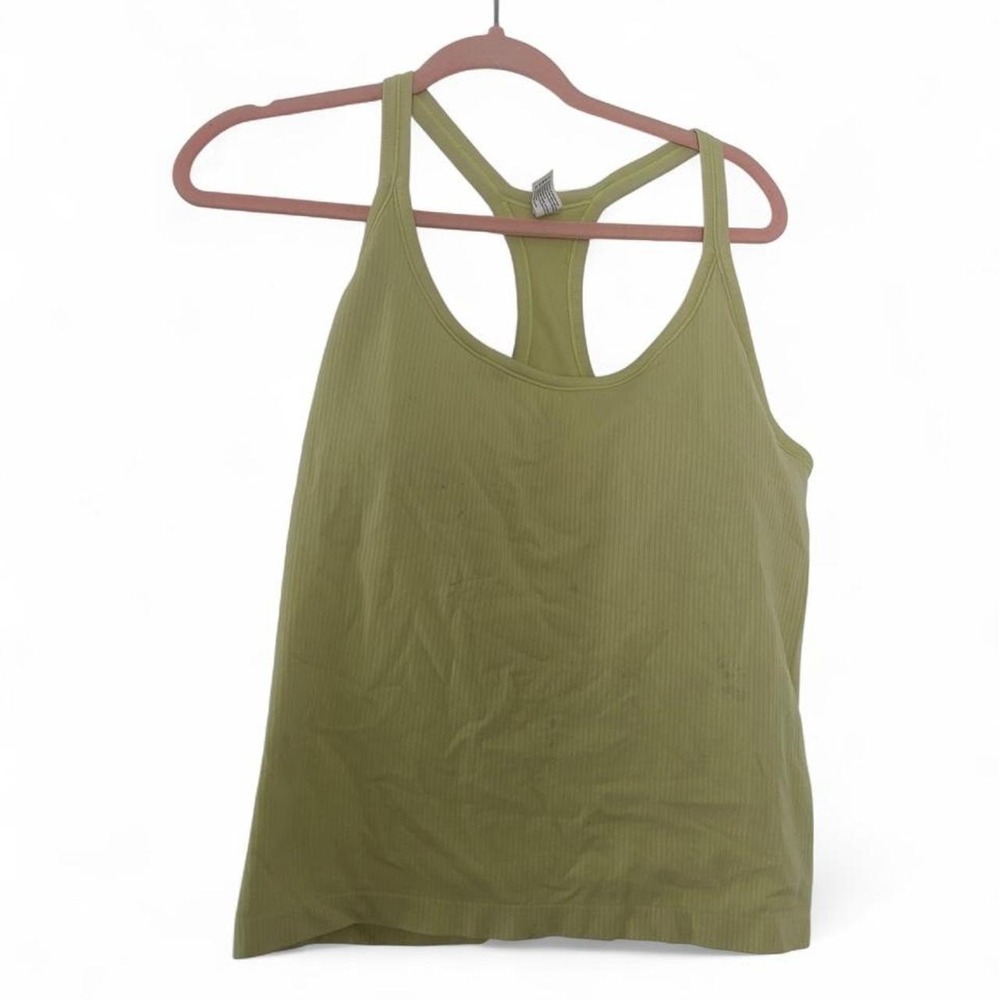 Yogalicious ribbed athletic tank top in a light lime/chartreuse green